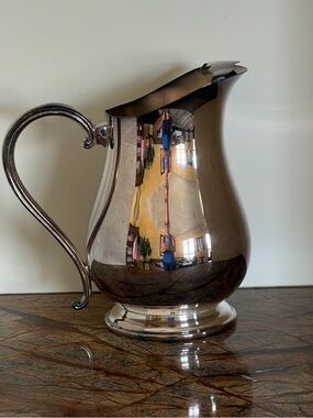 Vintage Silver Plate Newport Water Pitcher w/Ice Lip by Gorham YB300- Circa 1950